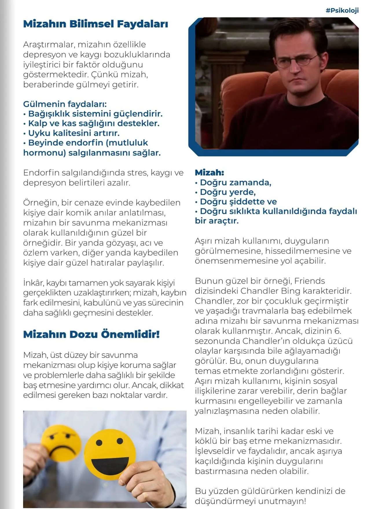 Bağdat Caddesi klinik psikolog Nihal Altıner'in mizahın bilimsel faydaları konulu makalesi.