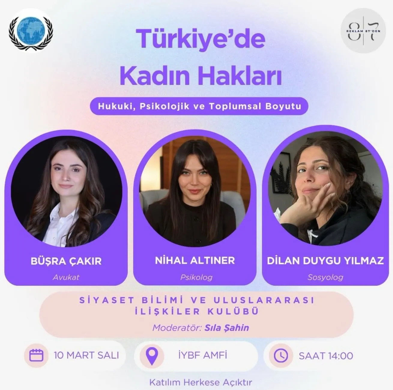 klinik-psikolog-nihal-altiner-kadin-haklari-etkinligi Maltepe Üniversitesi Siyaset Bilimi ve Uluslararası İlişkiler Kulübü tarafından düzenlenen, Klinik Psikolog Nihal Altıner'in konuşmacı olduğu Türkiye'de Kadın Hakları söyleşisi etkinlik afişi.